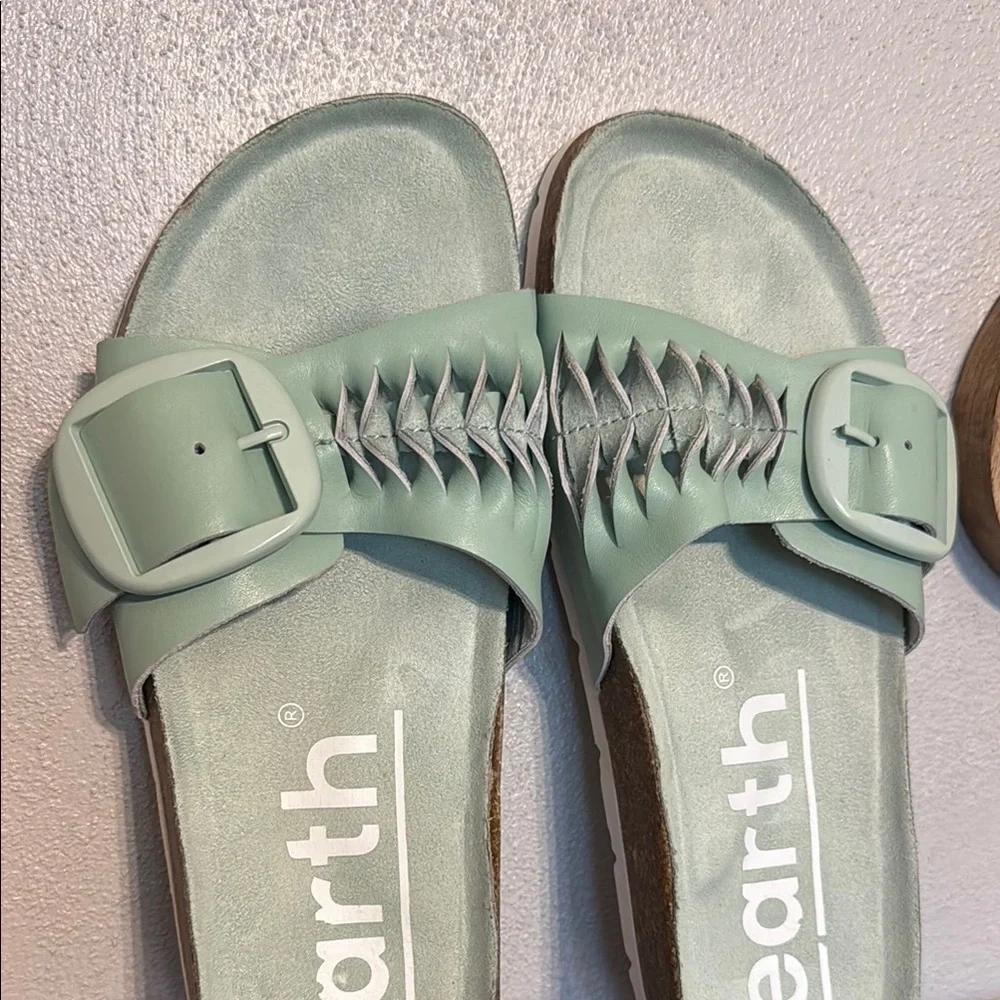 Earth Turquiose Slide Sandals with Big Buckle - Picture 2 of 10